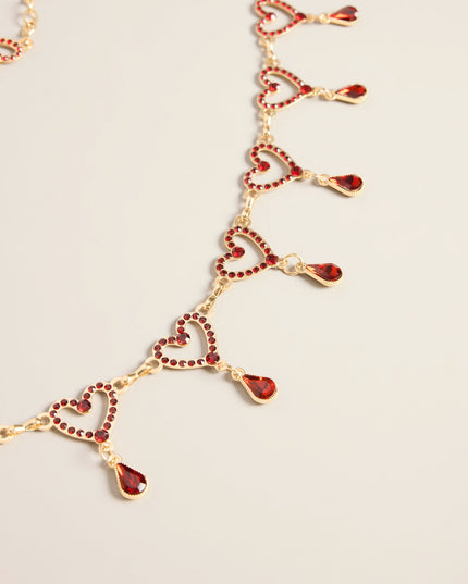 Love On Repeat Rhinestone Heart Chain Belt