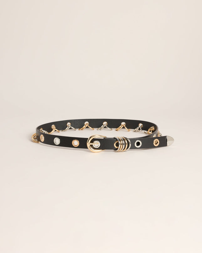 Hardware Remix Two-Tone Grommet Ring Belt