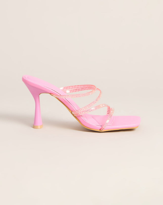 All Eyes Strappy Rhinestone Mules