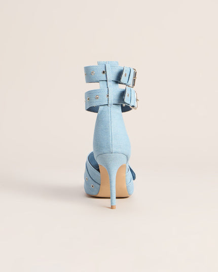 Buckle Up Babe Denim Stiletto Pumps