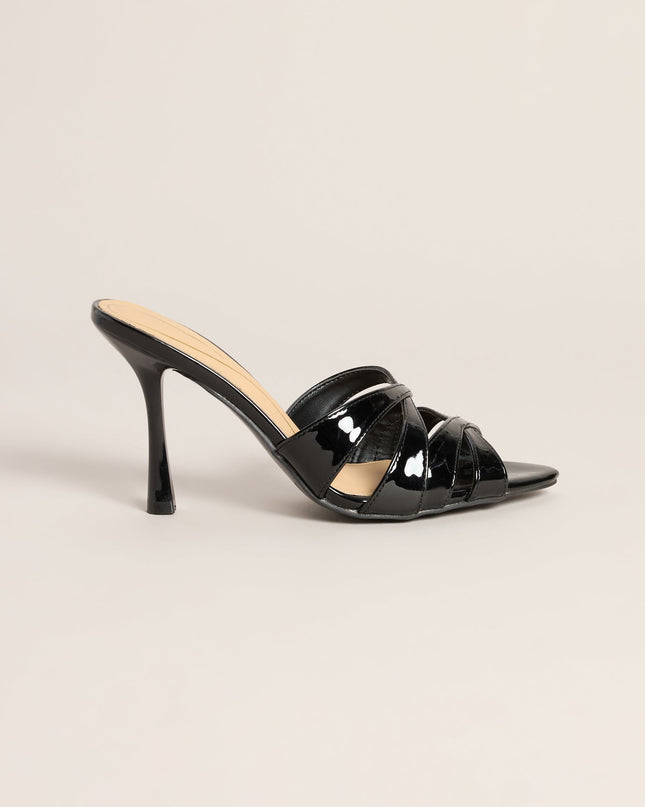 Glossed Over Strappy Patent Mules