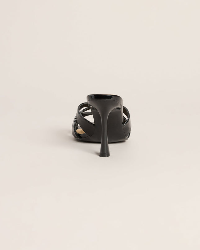 Glossed Over Strappy Patent Mules