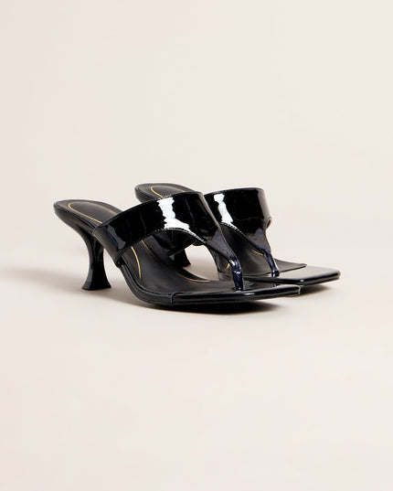 Sleek Step Patent Thong Kitten Heels
