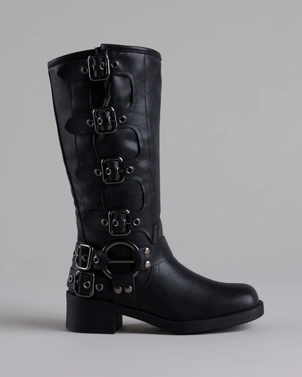 Totally Edgy Buckled Square Toe Boots