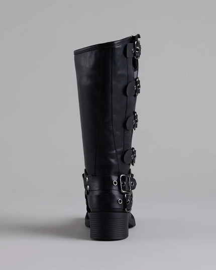 Totally Edgy Buckled Square Toe Boots