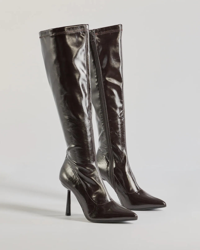Major Strut Faux Leather Knee-High Stiletto Boots