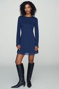 By Anthropologie Women's Knit Lace-Trim Mini Dress