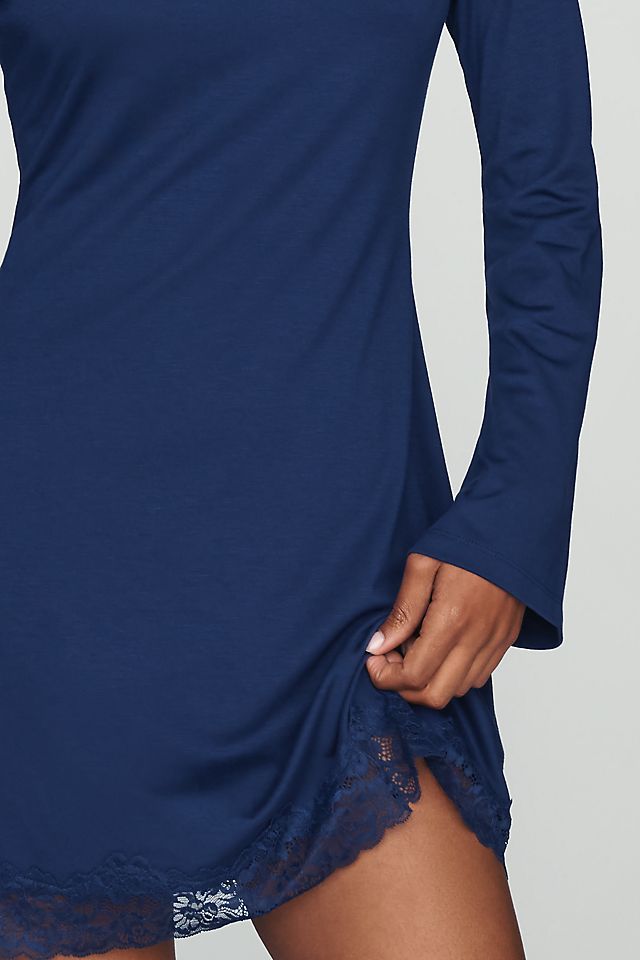 By Anthropologie Women's Knit Lace-Trim Mini Dress