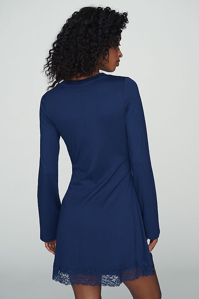 By Anthropologie Women's Knit Lace-Trim Mini Dress