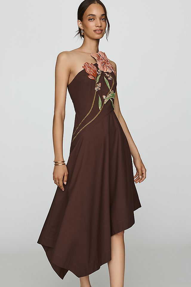 Yukiko Noritake Women's Asymmetric Floral Midi Dress