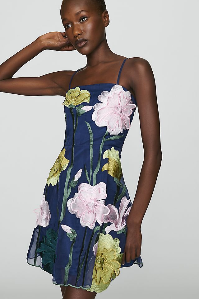 By Anthropologie Floral Organza Women's Mini Dress