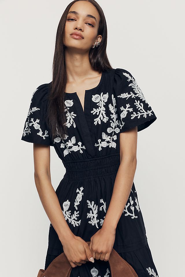 Anthropologie Somerset Women's Embroidered Maxi Dress