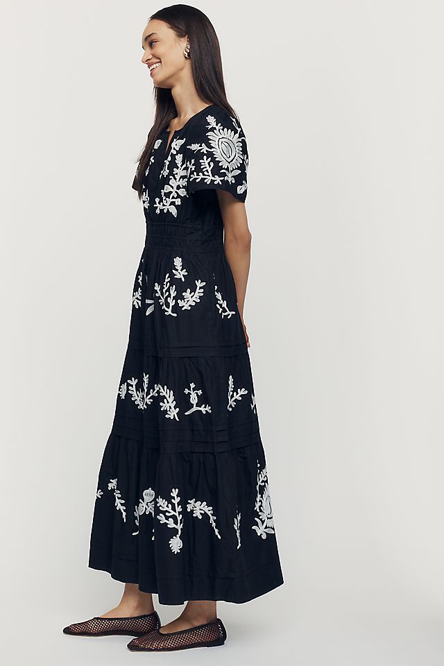 Anthropologie Somerset Women's Embroidered Maxi Dress