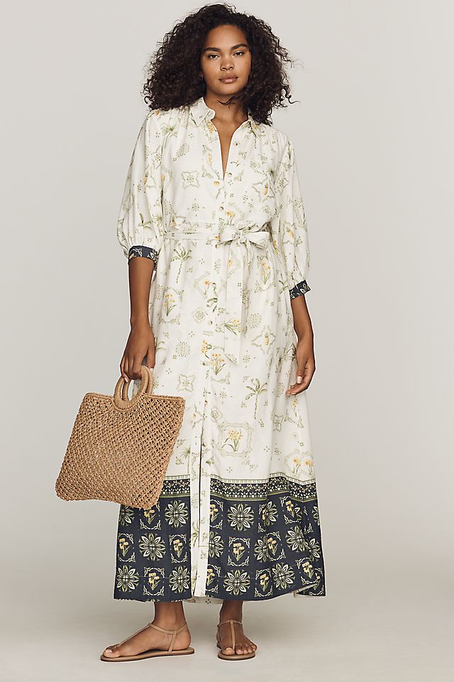 Maeve Mona Linen Blend Women's Maxi Shirtdress
