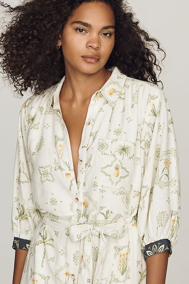 Maeve Mona Linen Blend Women's Maxi Shirtdress