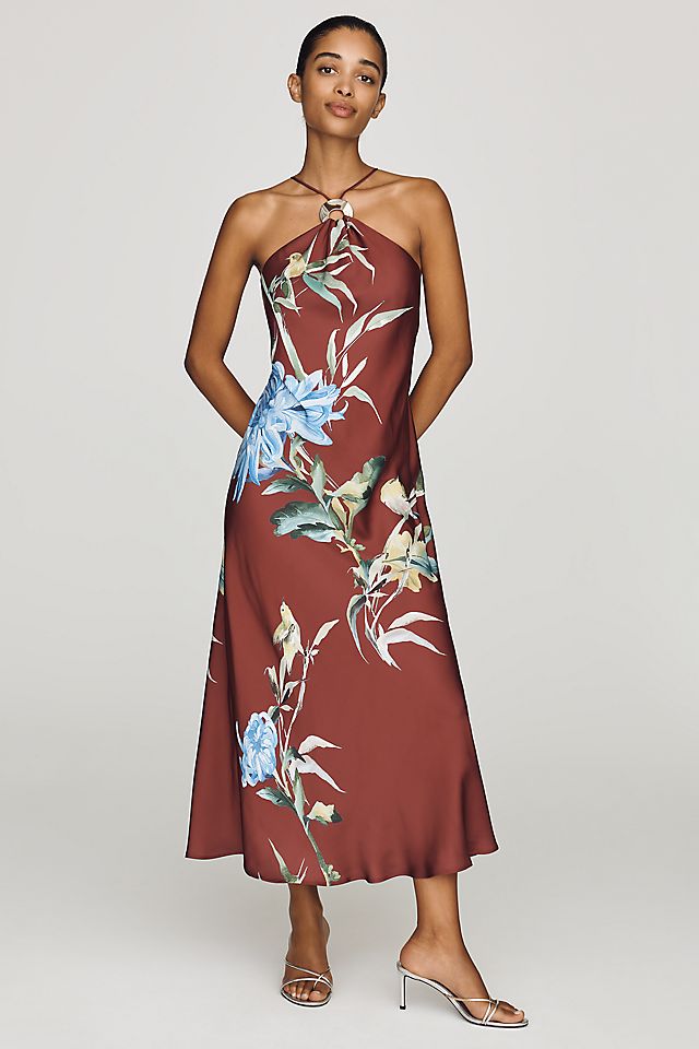 By Anthropologie Veda Halter Slip Women's Midi Dress
