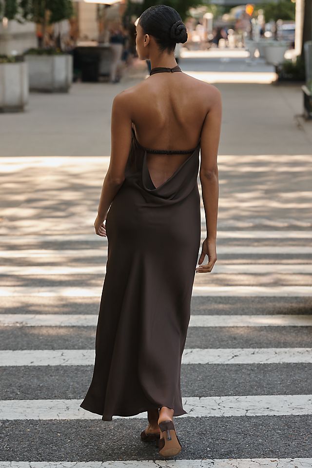 Maeve Jamie Satin Halter Women's Maxi Dress