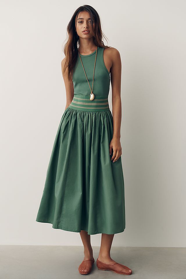 By Anthropologie Banded Twofer Women's Midi Dress
