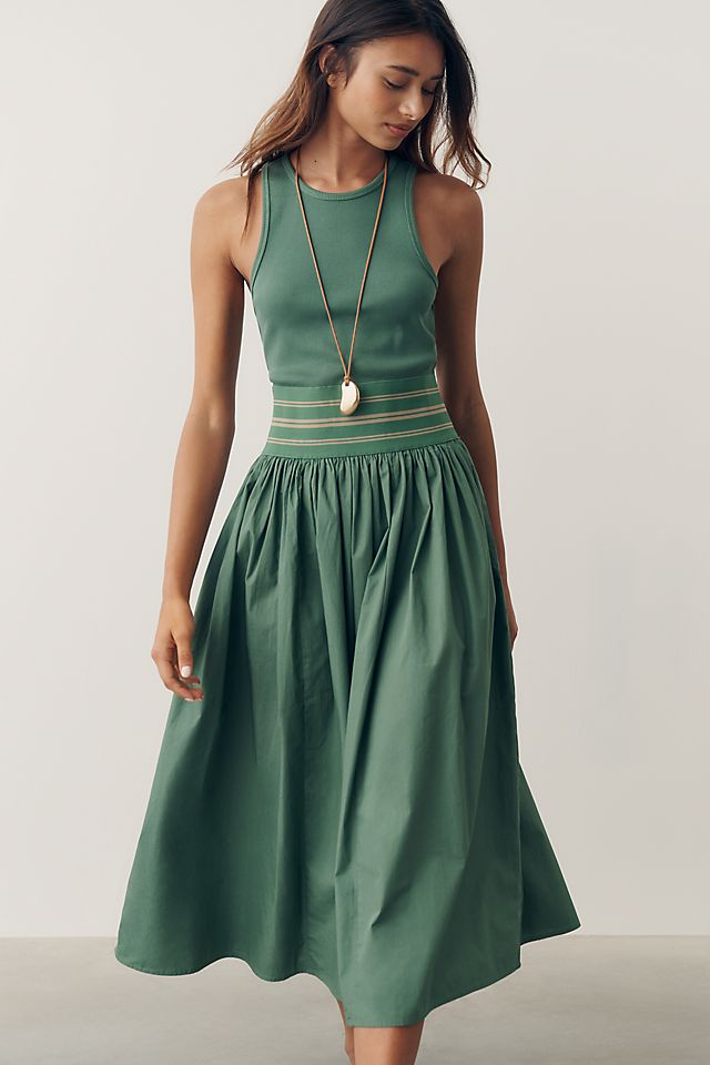 By Anthropologie Banded Twofer Women's Midi Dress