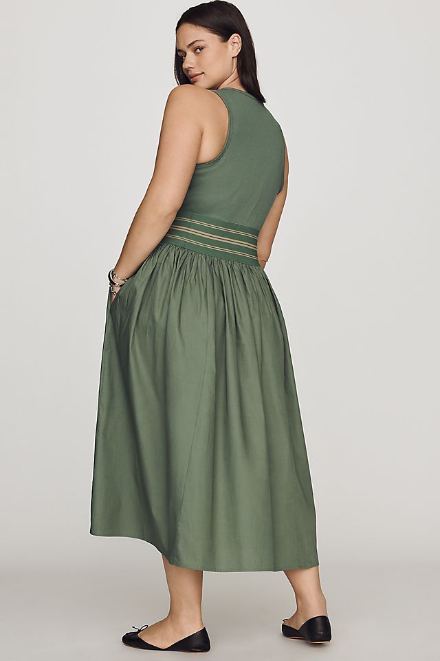By Anthropologie Banded Twofer Women's Midi Dress