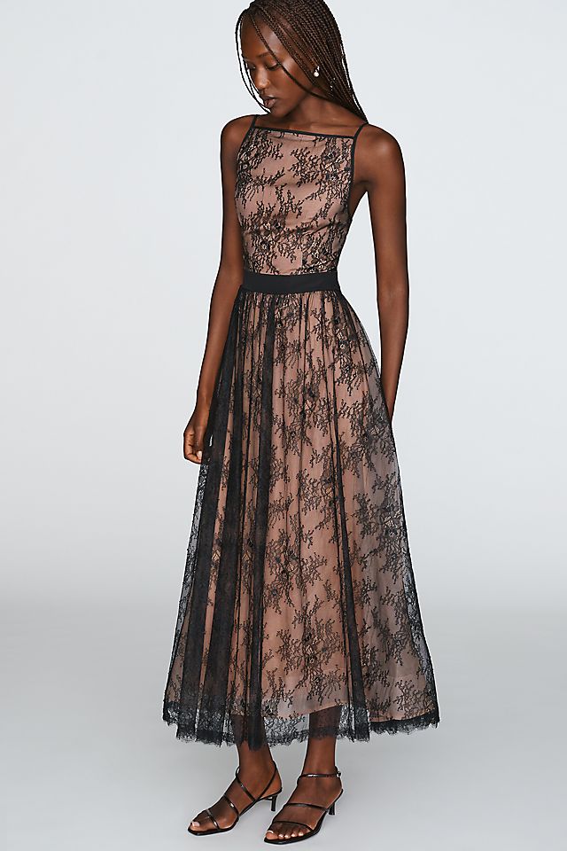 By Anthropologie Lace Organza Women's Midi Dress