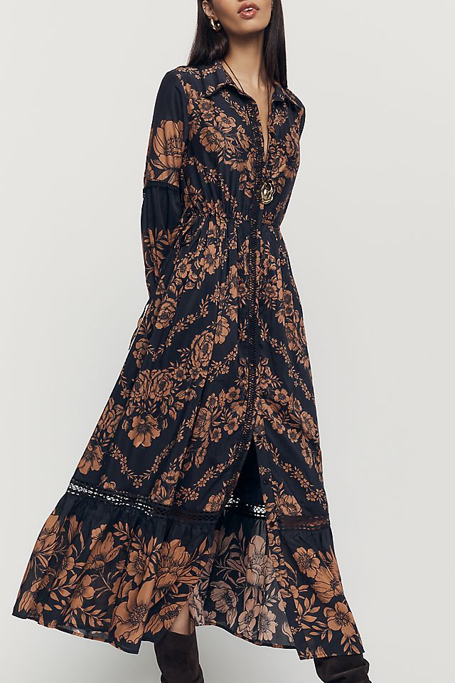 By Anthropologie Eleanora Printed Women's Midi Shirtdress