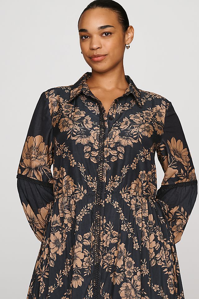 By Anthropologie Eleanora Printed Women's Midi Shirtdress