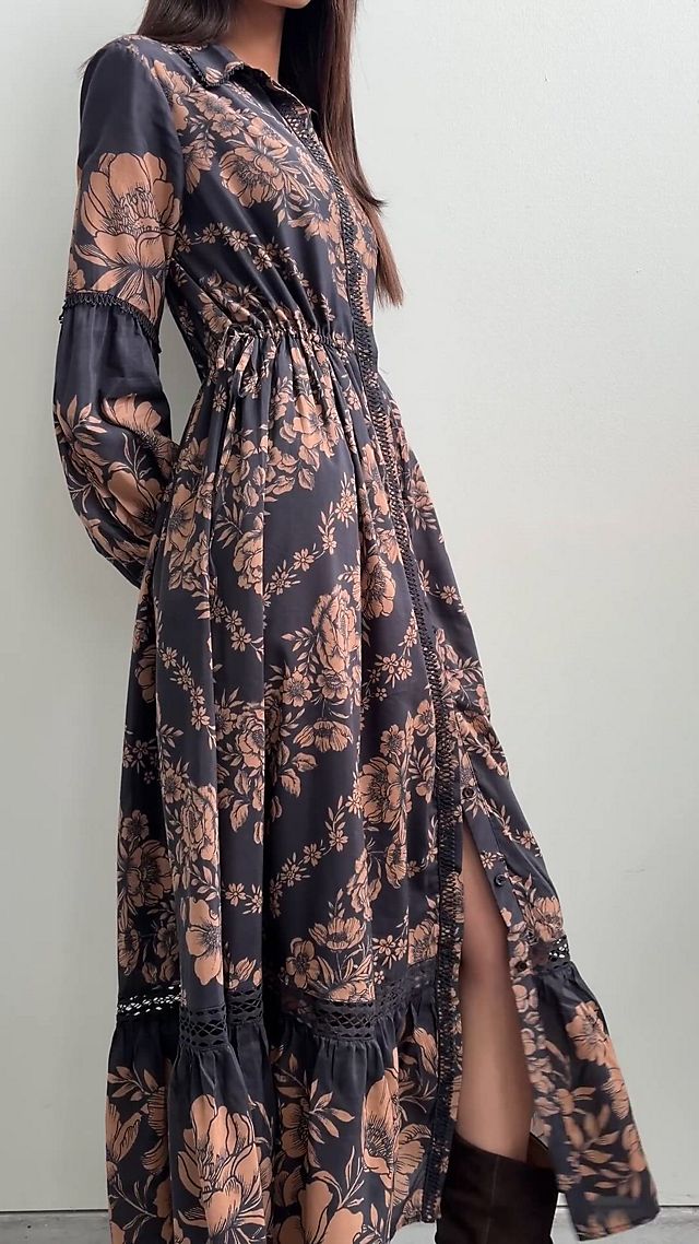 By Anthropologie Eleanora Printed Women's Midi Shirtdress