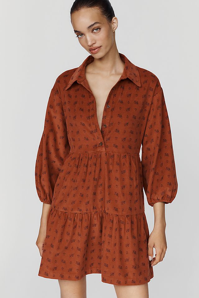 Maeve Bettina Women's Corduroy Mini Shirtdress