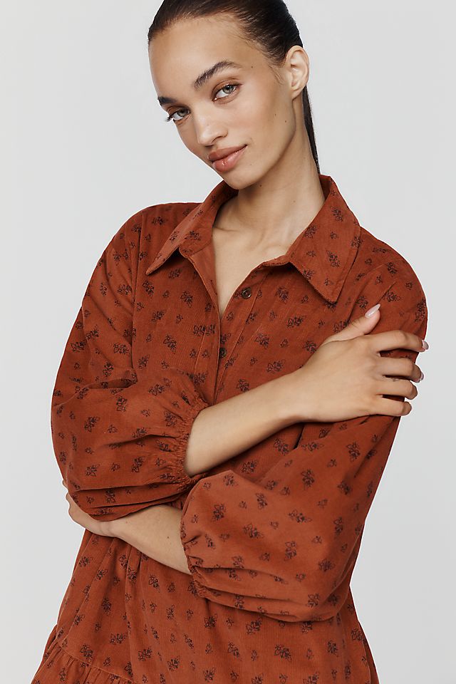 Maeve Bettina Women's Corduroy Mini Shirtdress