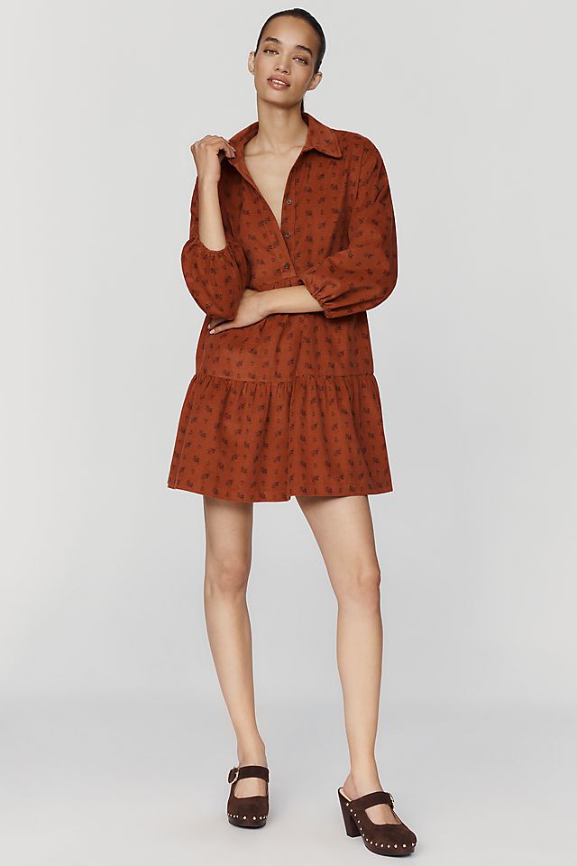 Maeve Bettina Women's Corduroy Mini Shirtdress