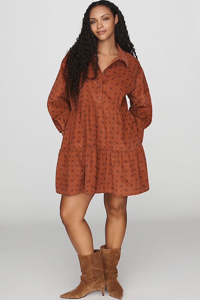 Maeve Bettina Women's Corduroy Mini Shirtdress