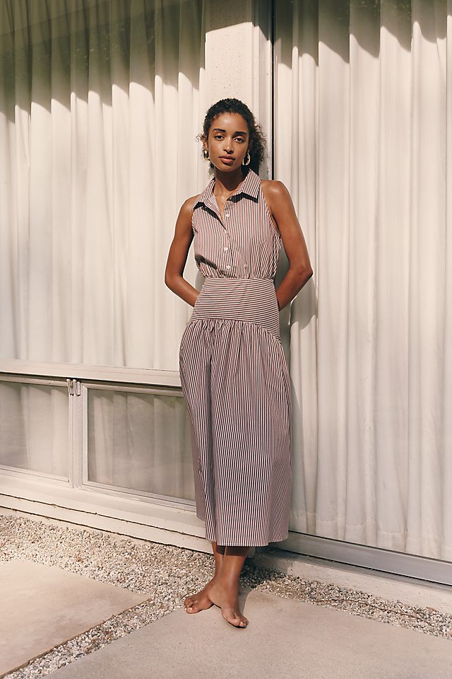 Exquise Tobie Drop-Waist Midi Shirtdress