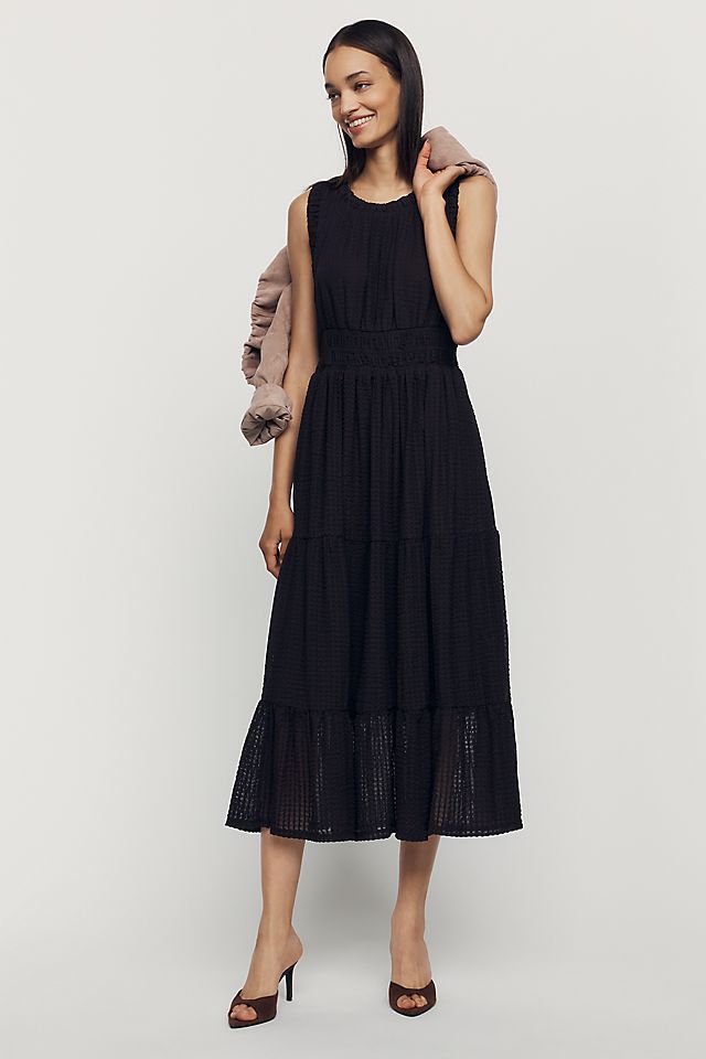 By Anthropologie Sleeveless Smocked Waist Women's Midi Dress