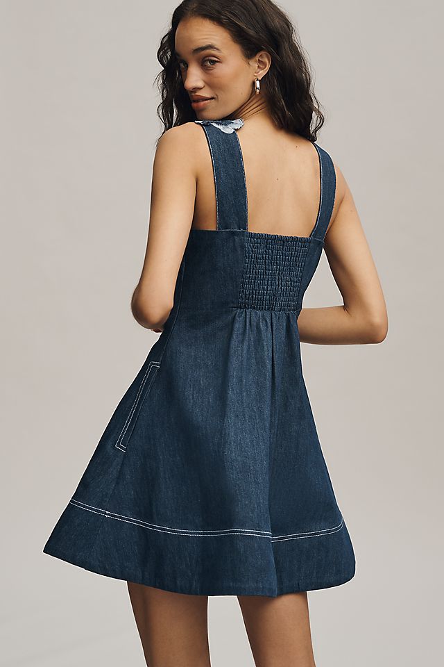 Maeve Denim Embroidered Fit & Flare Women's Mini Dress
