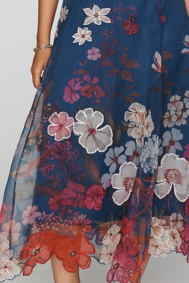 Maeve Strapless Floral Chiffon Women's Midi Dress