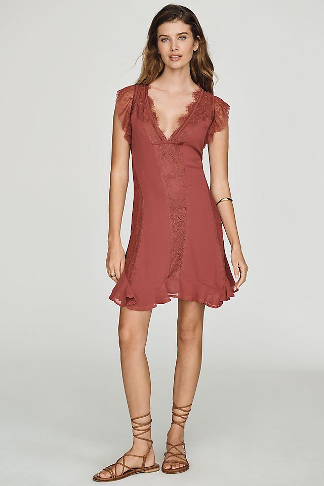 By Anthropologie Women's Seamed Lace Mini Dress
