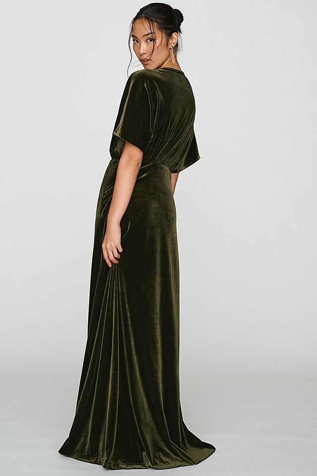 BHLDN Amelia Deep-V Stretch Velvet Women's Maxi Dress