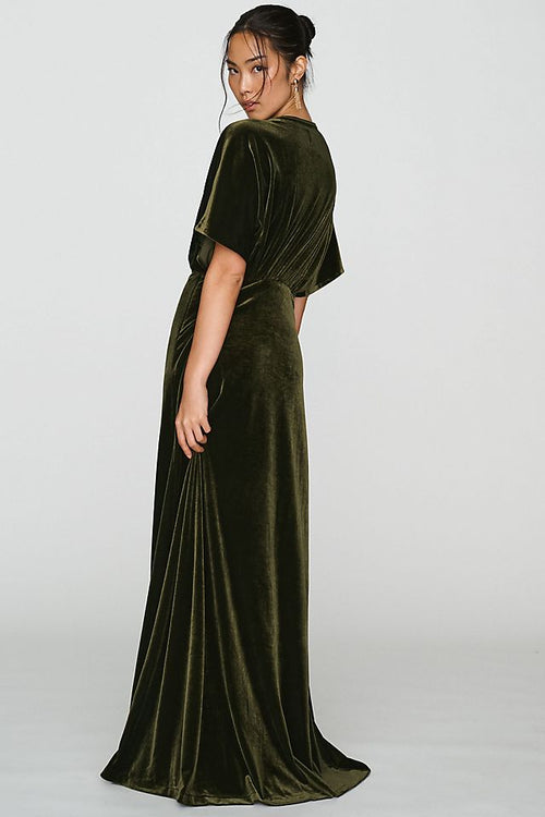 BHLDN Amelia Deep-V Stretch Velvet Women's Maxi Dress