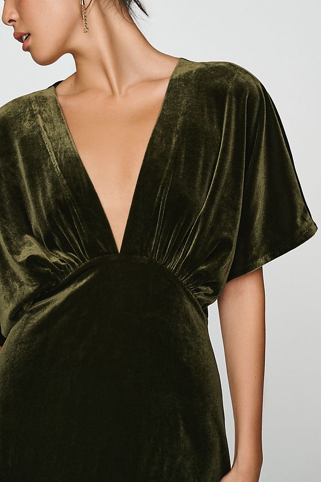 BHLDN Amelia Deep-V Stretch Velvet Women's Maxi Dress