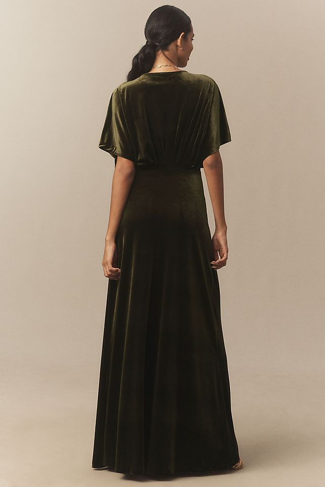 BHLDN Amelia Deep-V Stretch Velvet Women's Maxi Dress