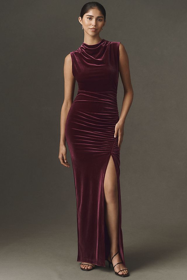 BHLDN Francesca Women's High-Neck Stretch Velvet Maxi Dress