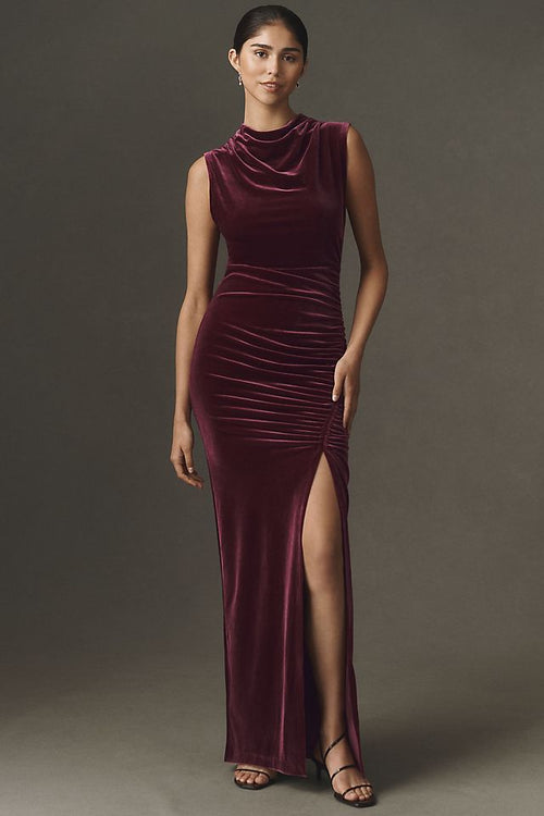 BHLDN Francesca Women's High-Neck Stretch Velvet Maxi Dress