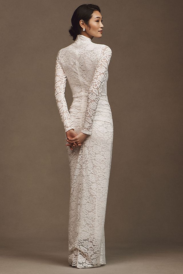 Ronny Kobo Scorpio Women's Ruched Lace Maxi Dress