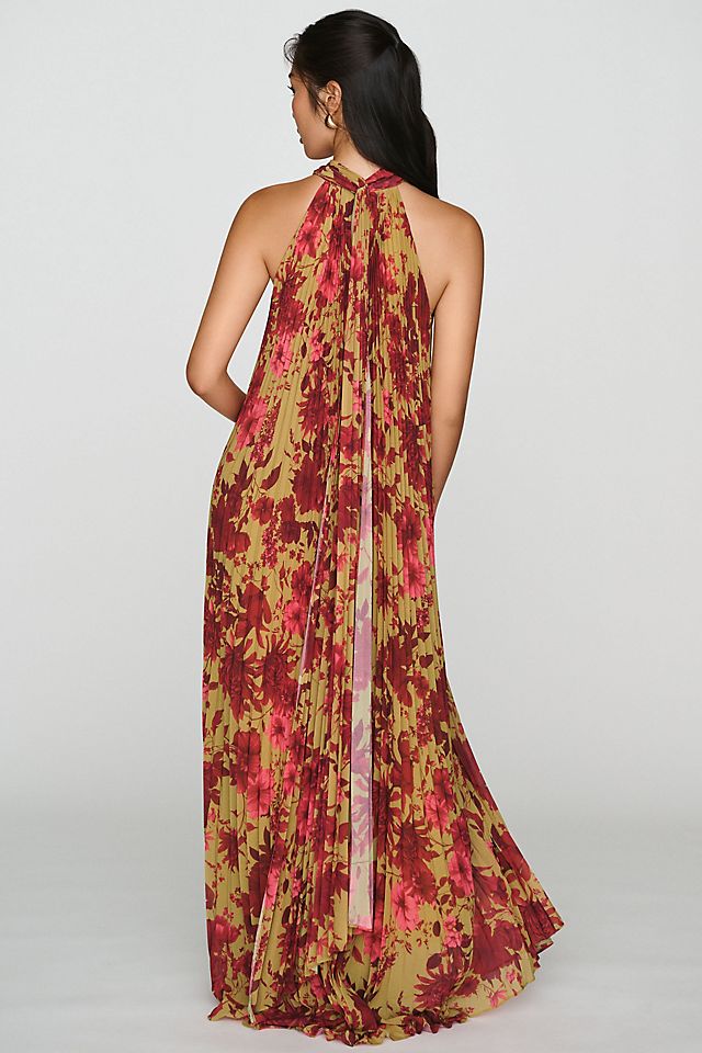 BHLDN Rosie Mock-Neck Pleated Chiffon Women's Maxi Dress