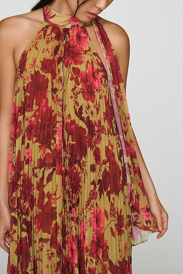 BHLDN Rosie Mock-Neck Pleated Chiffon Women's Maxi Dress